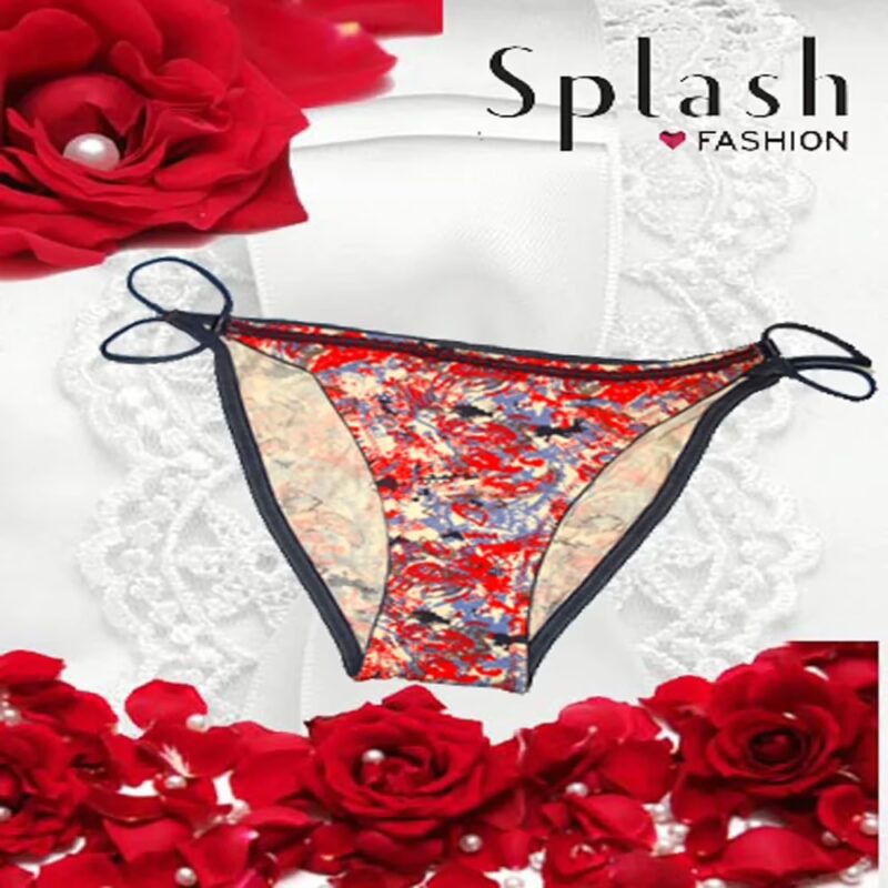 Fine Stretch Cotton Red Print Bikini Brief