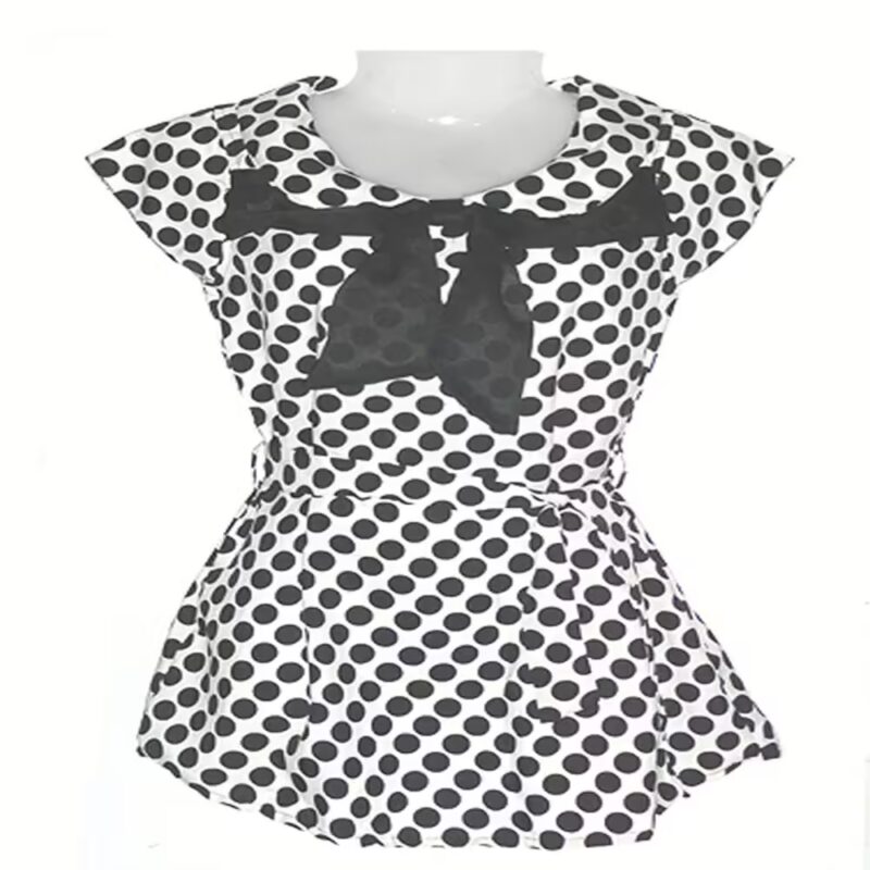 Stylish White & Black Polka Dotted Tie Top
