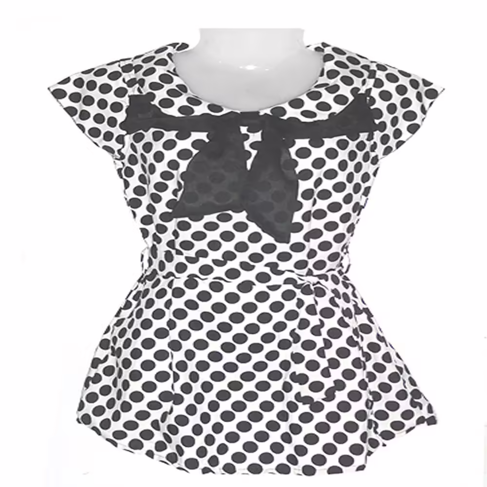 Stylish White & Black Polka Dotted Tie Top