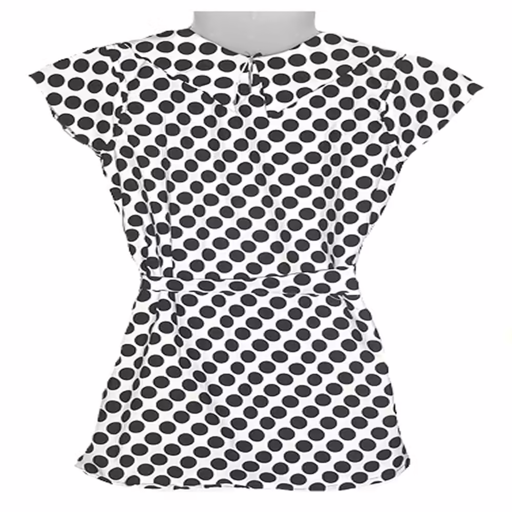 Stylish White & Black Polka Dotted Tie Top - Image 2