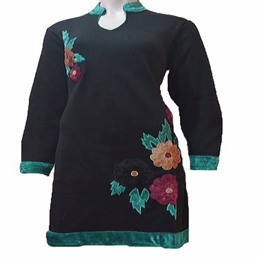 Gorgeous Black Velvet Work Woolen Kurti