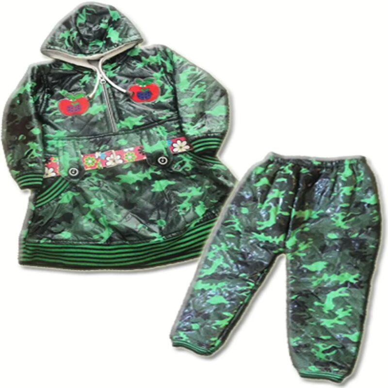 Green Hooded Woolen Coat Pajama Set