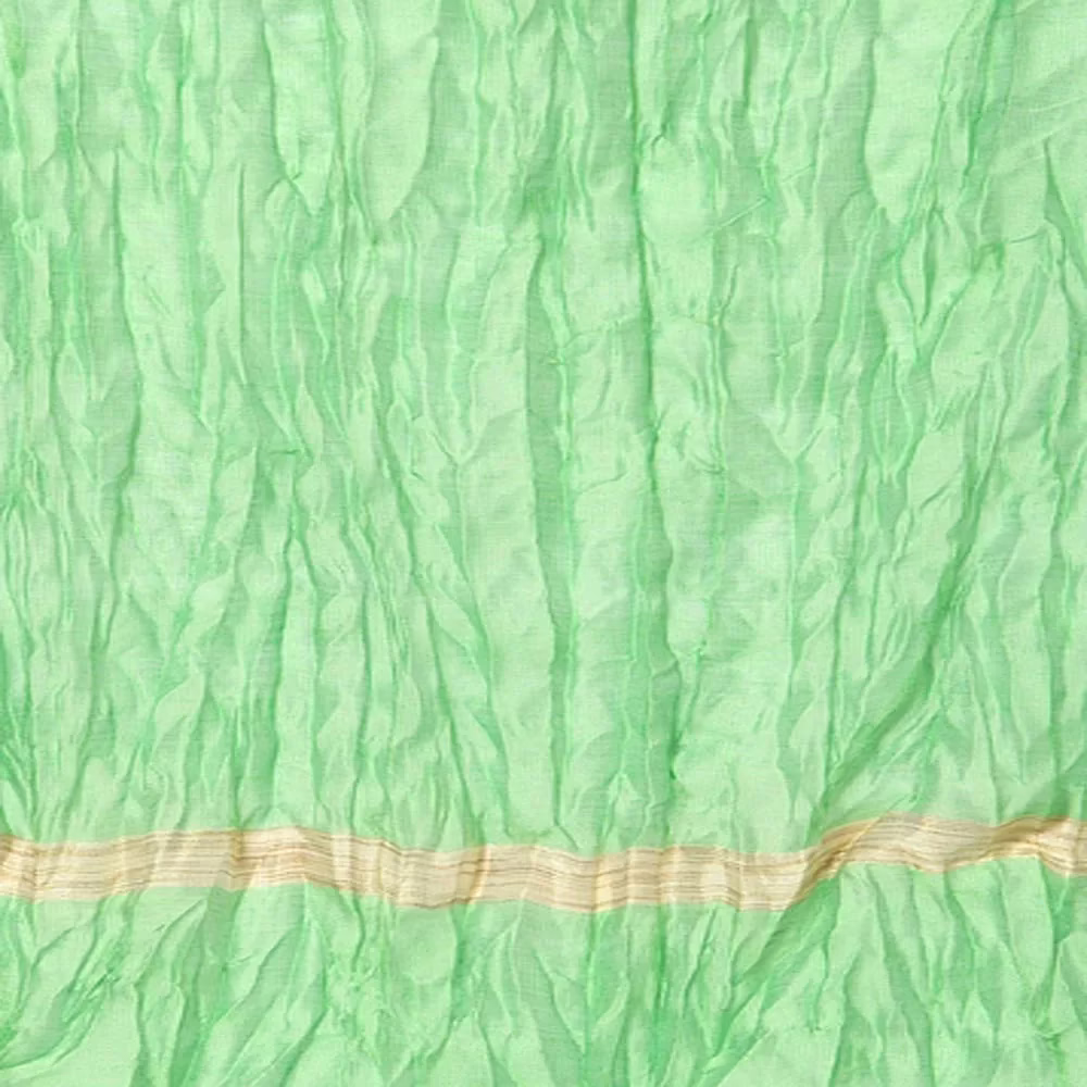 Green Viscose Blend Golden Bordered Dupatta - Image 2