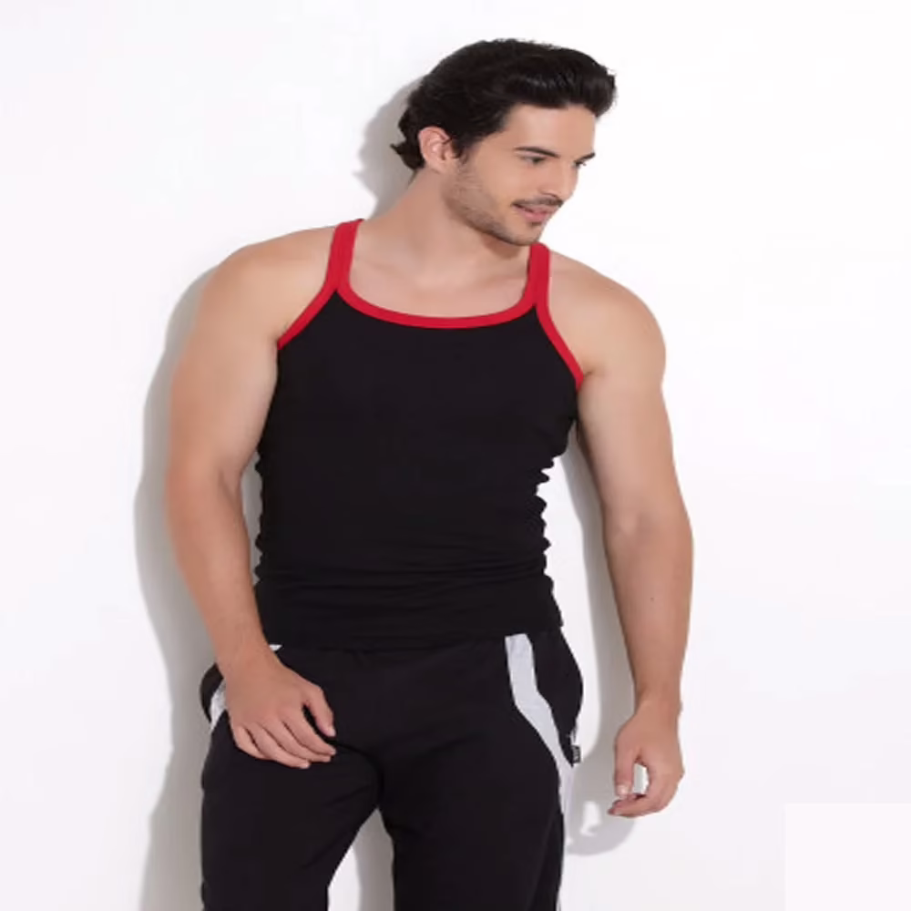 Hanes Black Red Soft Cotton Racer Back Vest Undershirt Innerwear