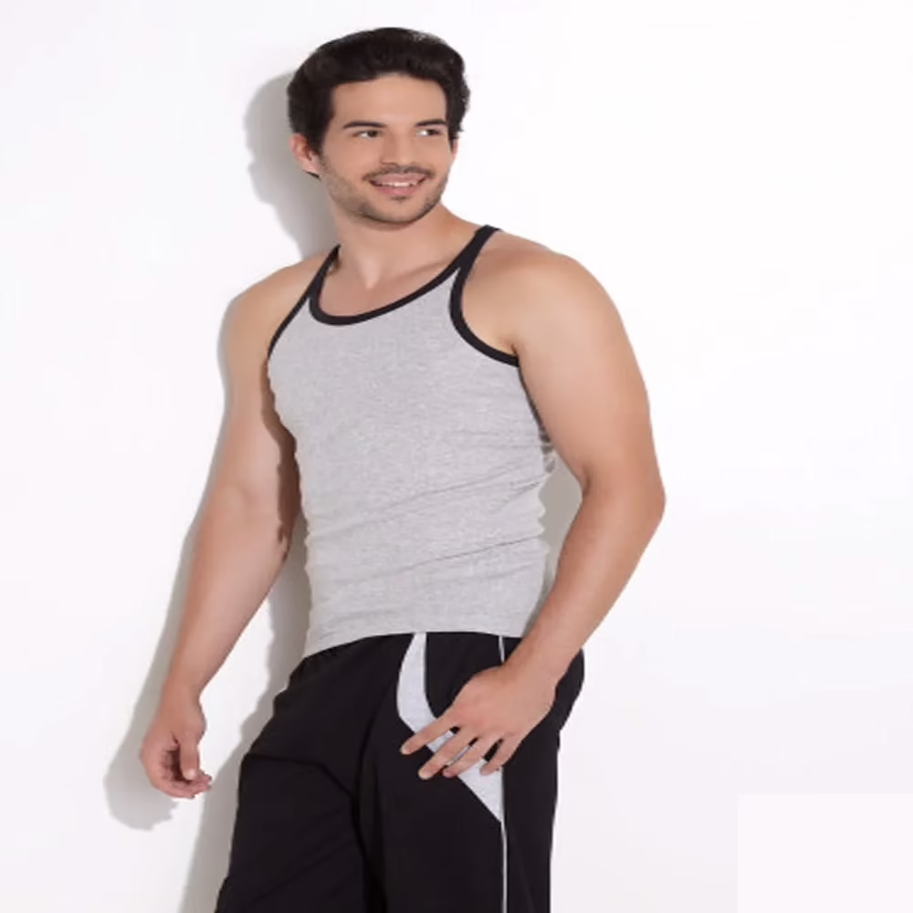 Hanes Grey Black Soft Cotton Racer Back Vest Undershirt Innerwear
