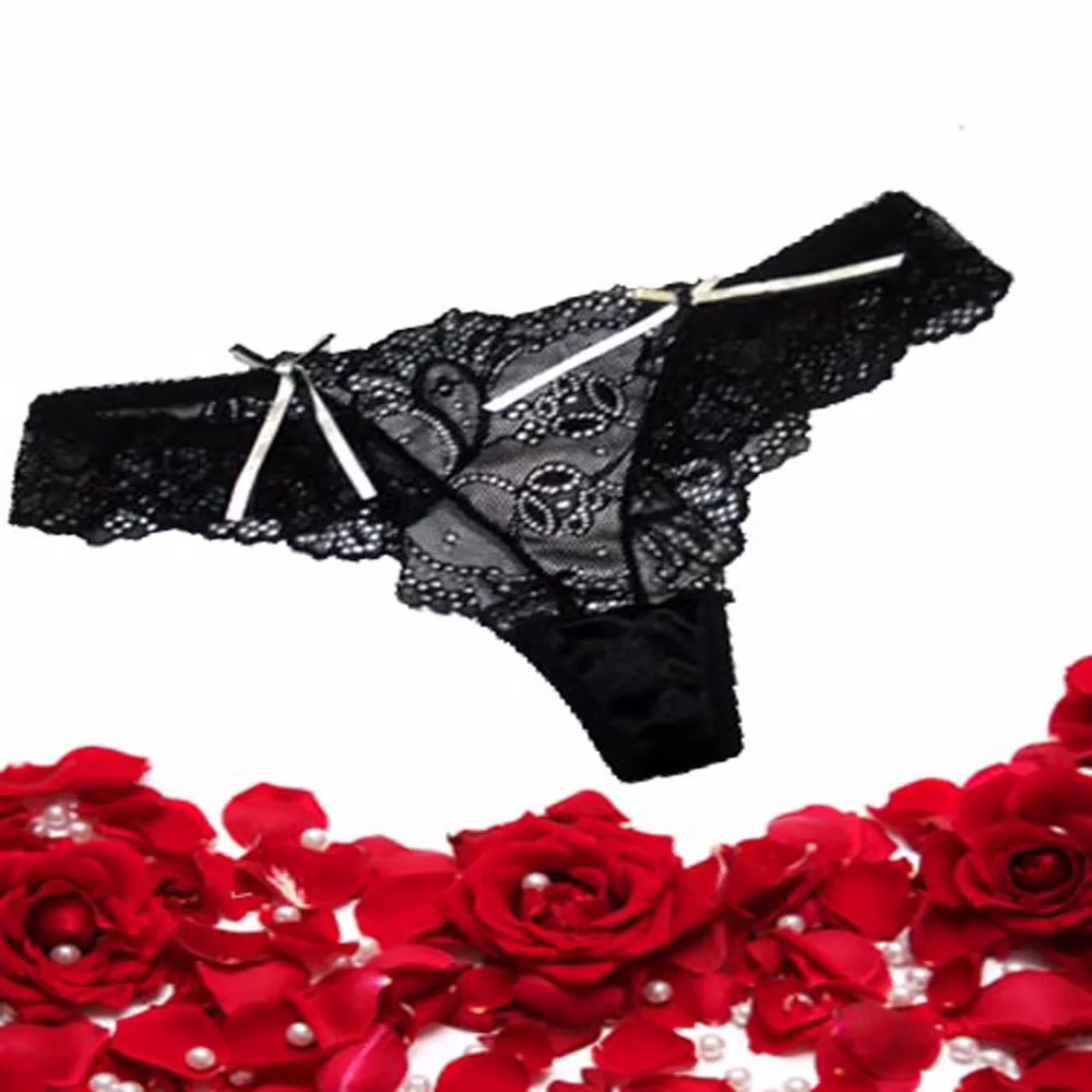 Hanky Panky Sheer Embroidered Black Thong