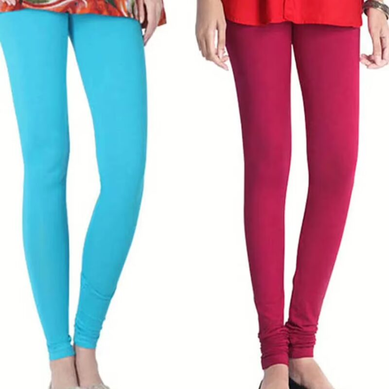 Pack of 2 Leggings in Sky Blue & Maroon