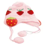 Light Pink Baby Toddler Kids Boys Girl Winter Ear Flap Warm Hat Strawberry Beanie Cap