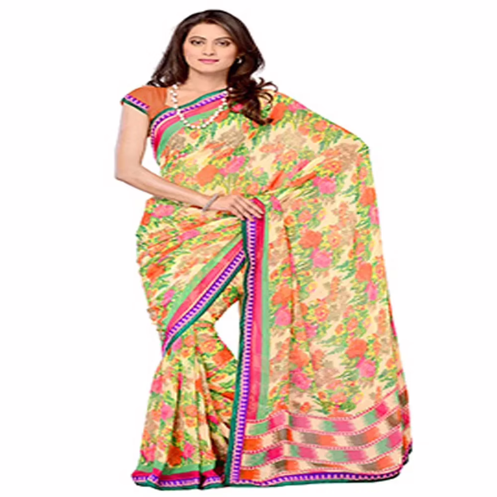 Ambaji Multi Colored Georgette Printed Saree - Image 2