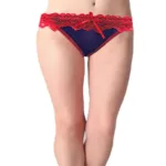 Luxury Lace Trim Red Navy-Blue Thong Panty