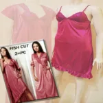 Magenta Ruffle Knee Length Nighty