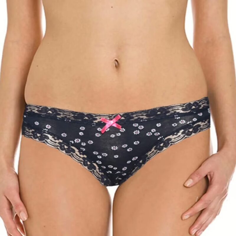 No Secret Navy Blue Floral Print Lacy Brief
