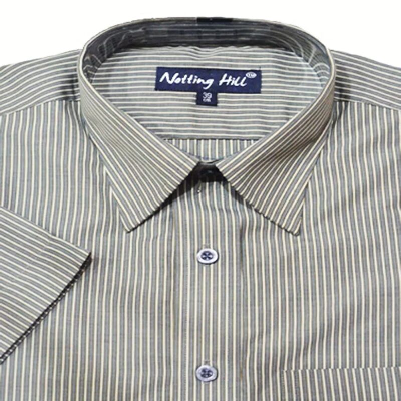Notting Hill Black Shirt With White And Brown Trim Fit Casual Shirt Size 39