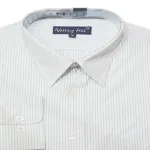 Notting Hill White Cotton Blend Green Lined Full Sleeves Self Print Shirt-Size 40