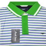Park Avenue Purple Green White Striped Cotton Half Sleeves T-Shirt-Size S