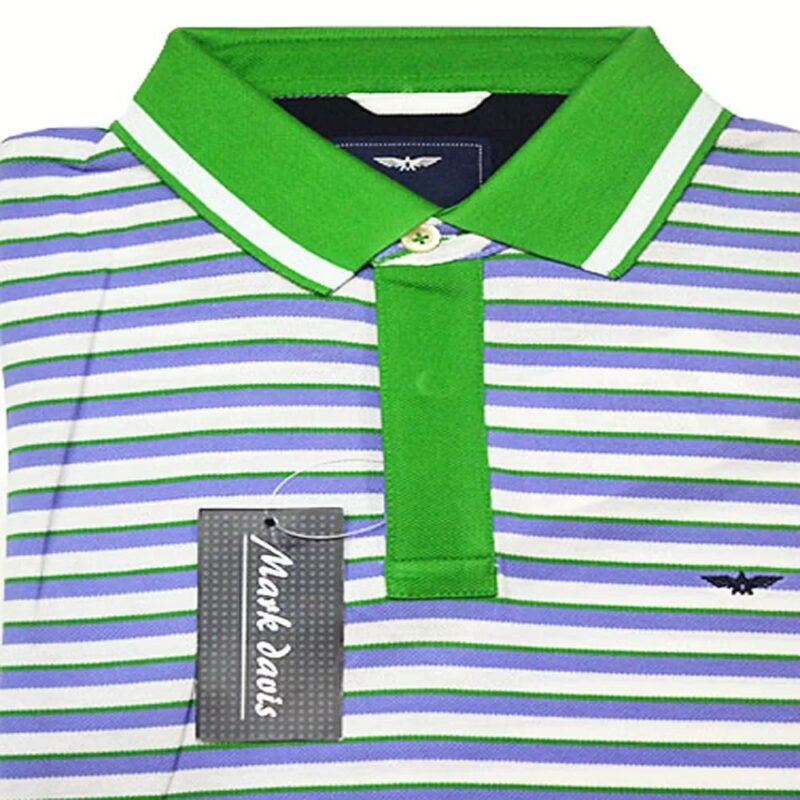 Park Avenue Purple Green White Striped Cotton Half Sleeves T-Shirt-Size S