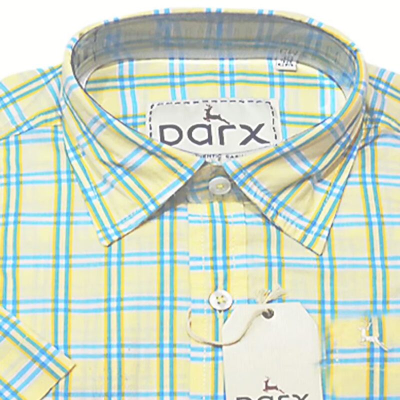 Parx Authentic Casuals Bluish Green Yellow White Lined Check Shirt-Size 38