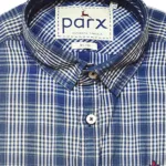 Parx Authentic Casuals Slim Cotton Black Blue Check Shirt-Size 42