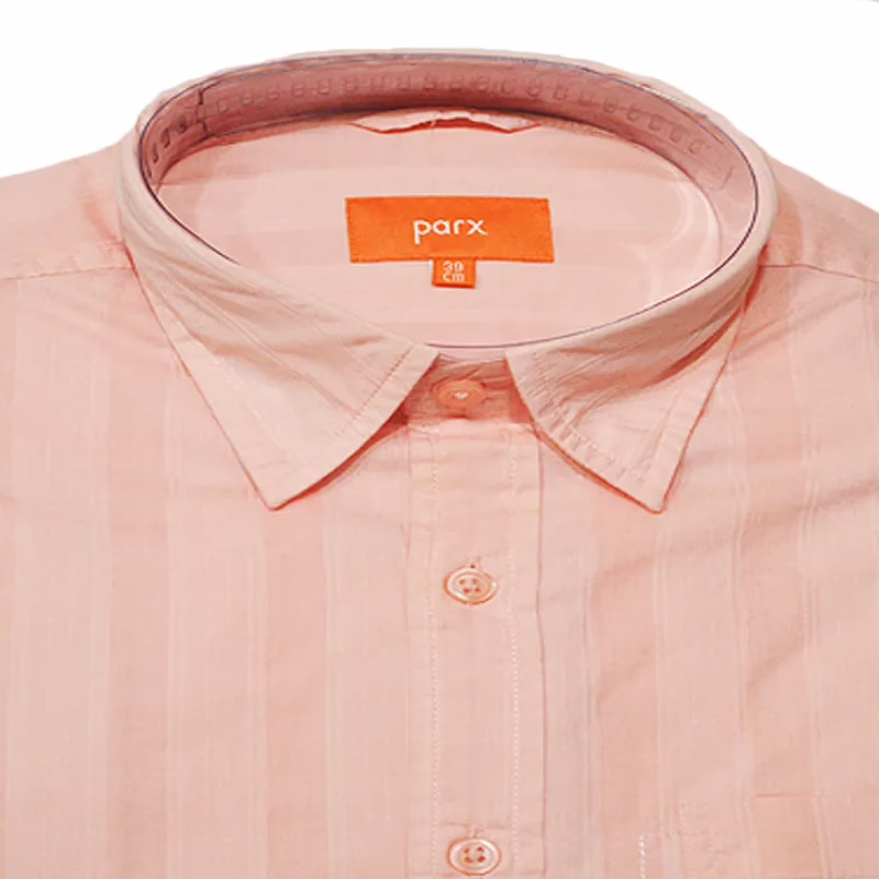 Parx Peach Self Lining Half Sleeves Cotton Shirt-Size 39