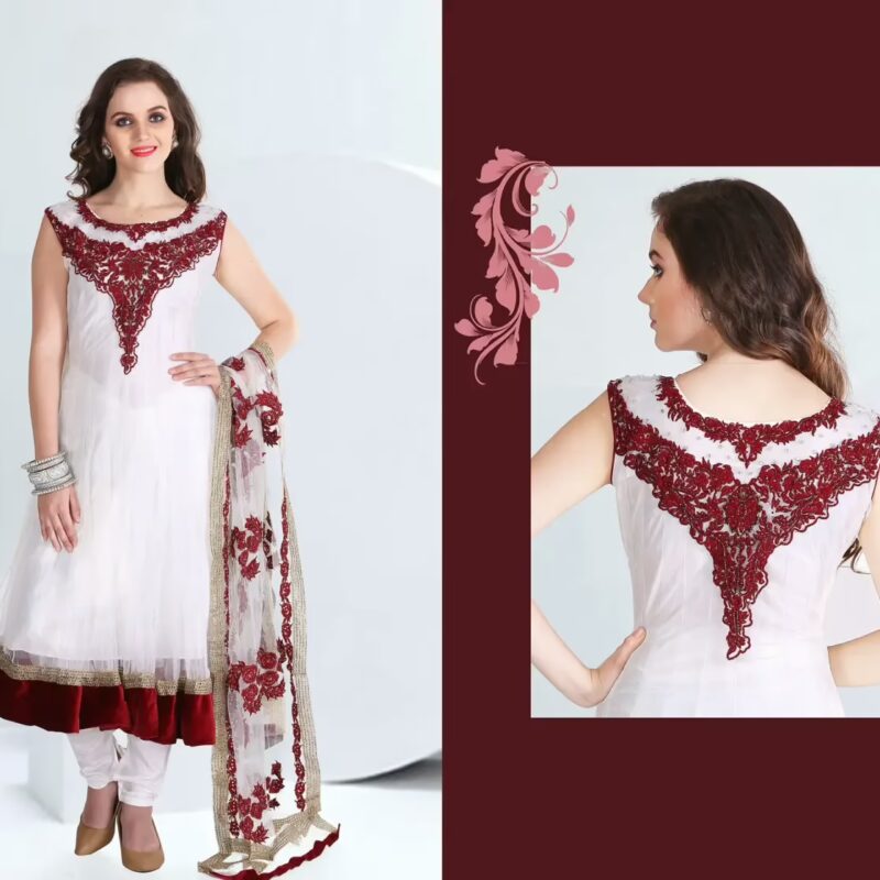 Pazaar Afreen Off-white Embroidered Anarkali Salwar Kameez