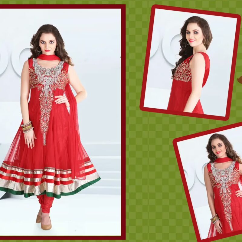 Pazaar Afreen Rose Madder Red Embroidered Anarkali Salwar Kameez