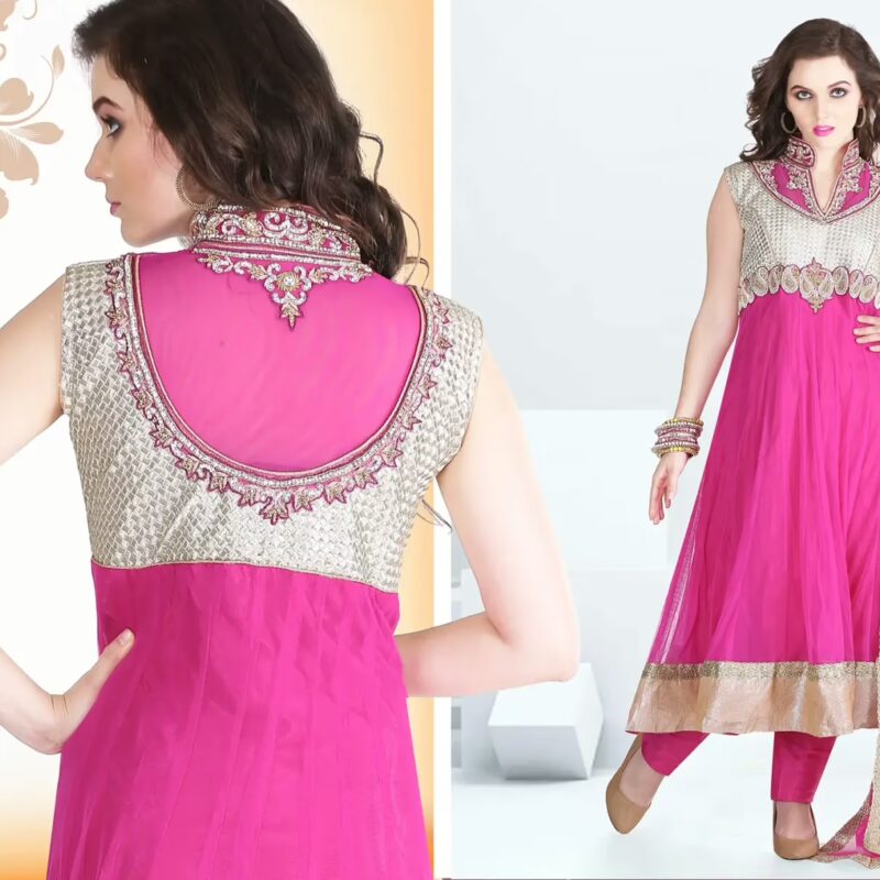 Pazaar Afreen Rose Pink Embroidered Anarkali Salwar Kameez