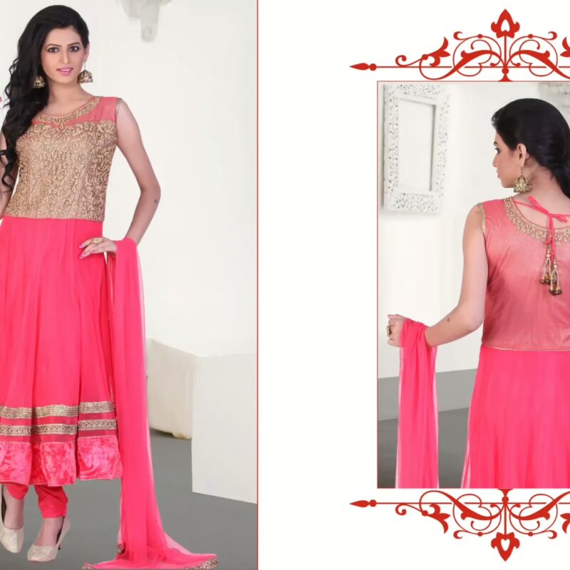 Pazaar Kaanchi Amaranth Pink Embroidered Anarkali Salwar Kameez