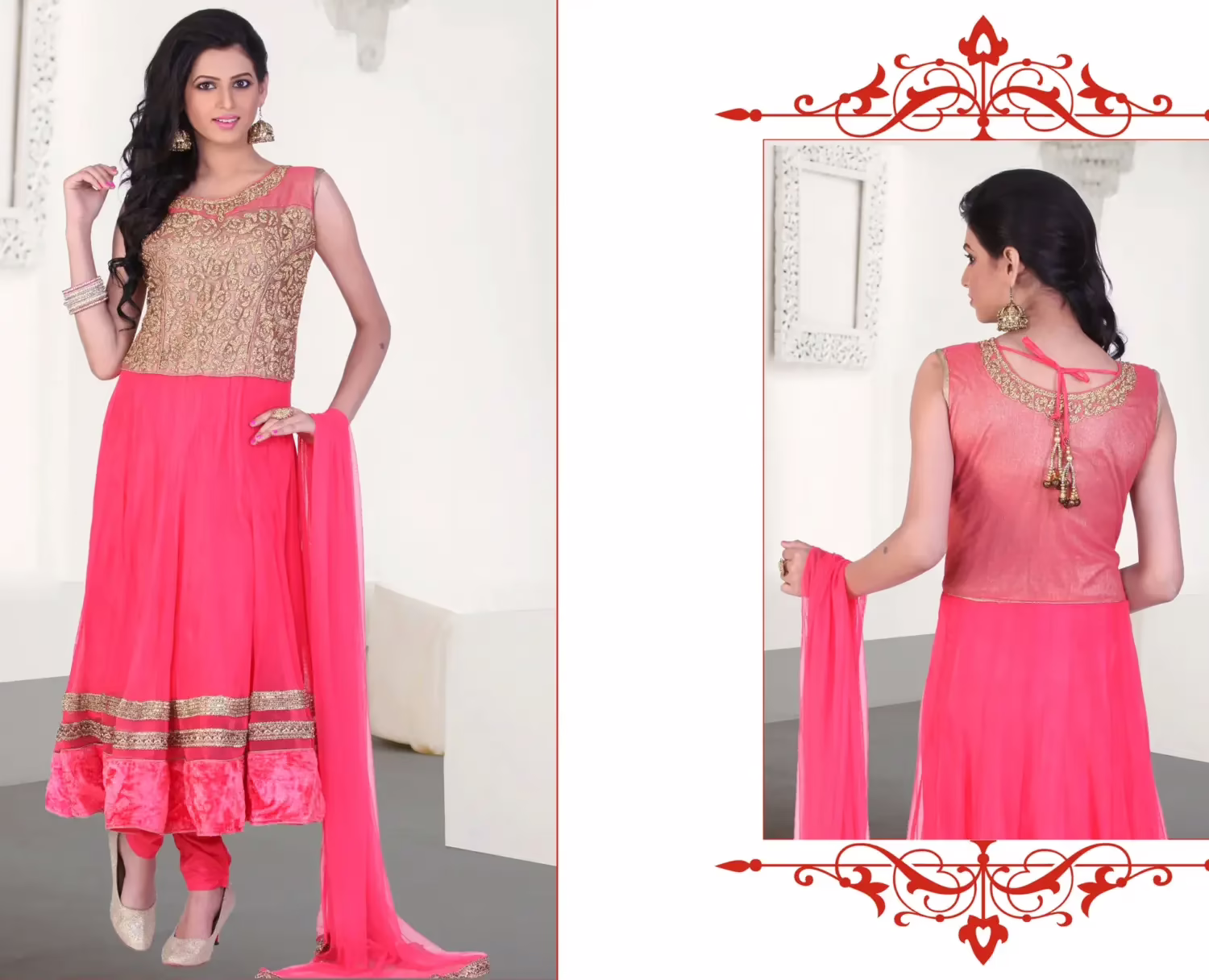 Pazaar Kaanchi Amaranth Pink Embroidered Anarkali Salwar Kameez