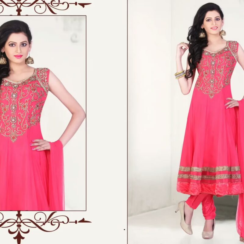 Pazaar Kaanchi Brink Pink Embroidered Anarkali Salwar Kameez
