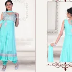Pazaar Kaanchi Cyan Blue Embroidered Anarkali Salwar Kameez