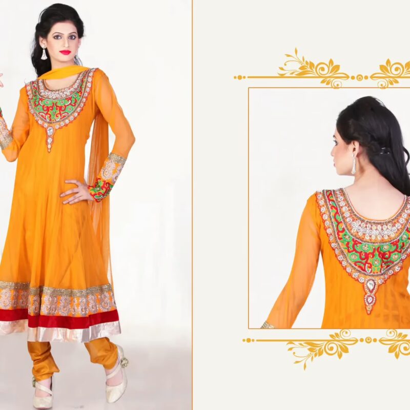 Pazaar Kaanchi Gamboge Yellow Embroidered Anarkali Salwar Kameez