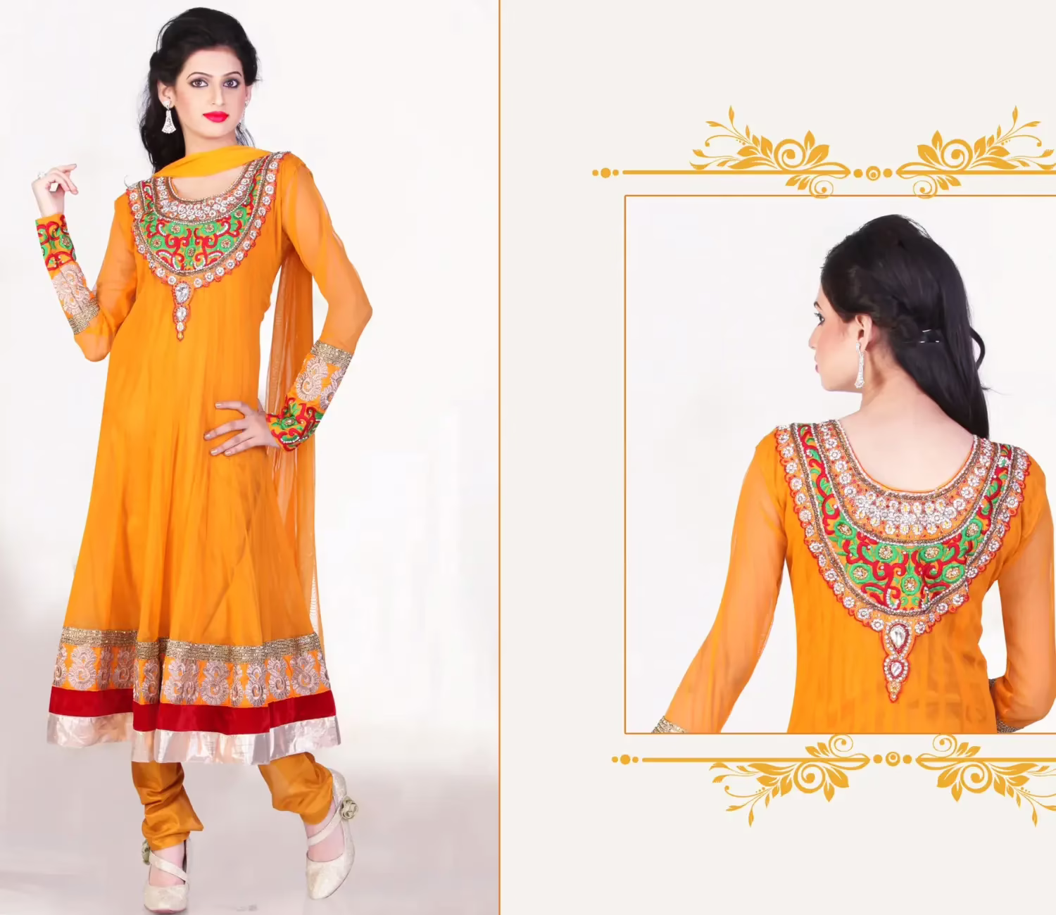 Pazaar Kaanchi Gamboge Yellow Embroidered Anarkali Salwar Kameez