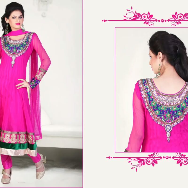 Pazaar Kaanchi Hot Magenta Embroidered Anarkali Salwar Kameez