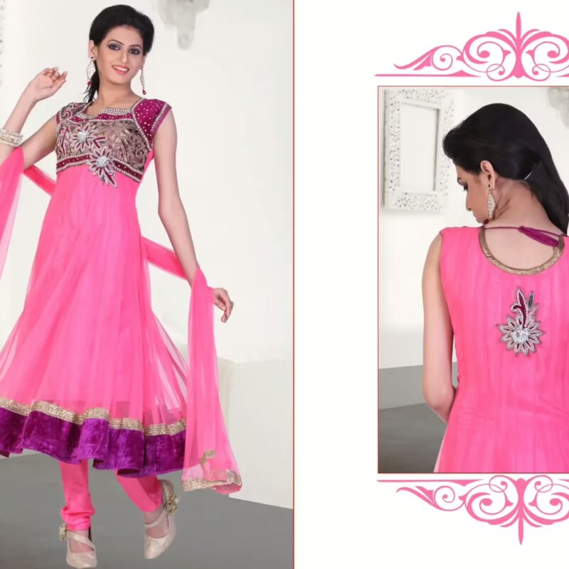Pazaar Kaanchi Hot Pink Embroidered Anarkali Salwar Kameez