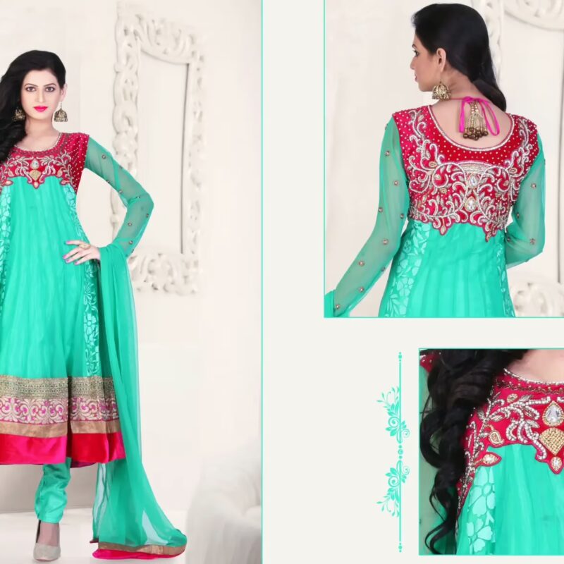 Pazaar Kaanchi Light Persian Green Embroidered Anarkali Salwar Kameez