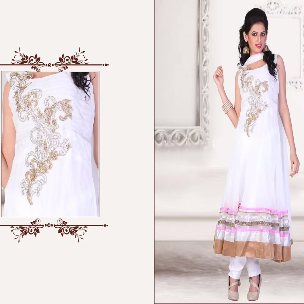 Pazaar Kaanchi Off-white Embroidered Anarkali Salwar Kameez