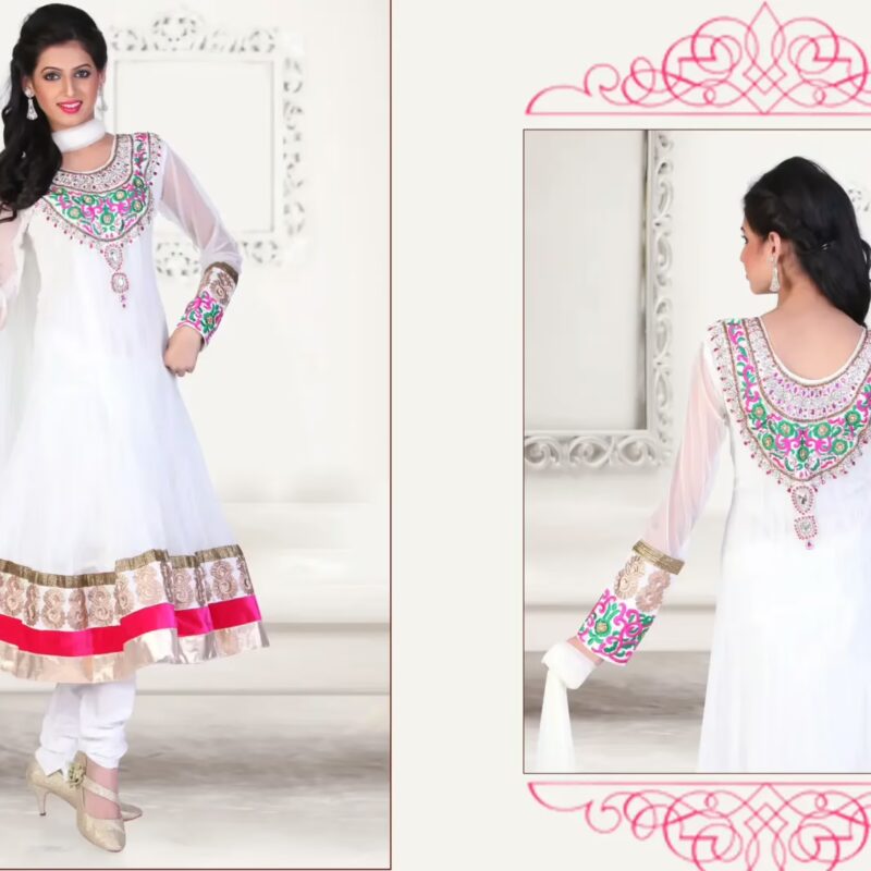 Pazaar Kaanchi Off White Embroidered Anarkali Salwar Kameez