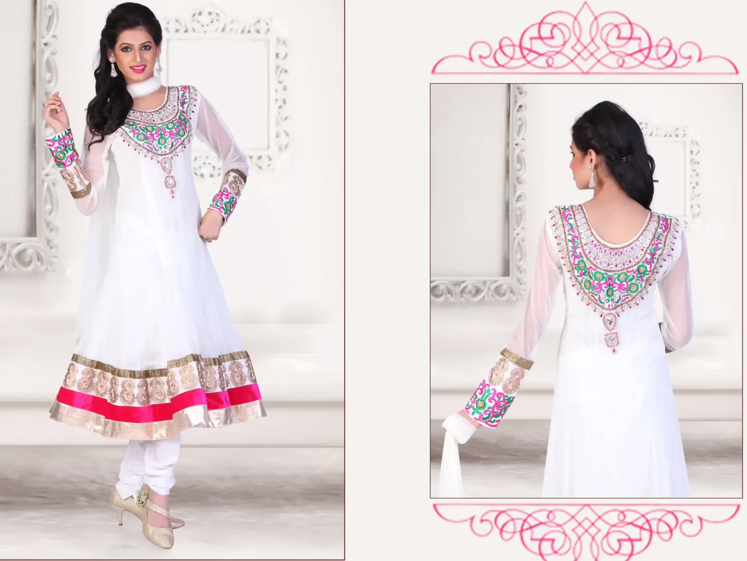 Pazaar Kaanchi Off White Embroidered Anarkali Salwar Kameez