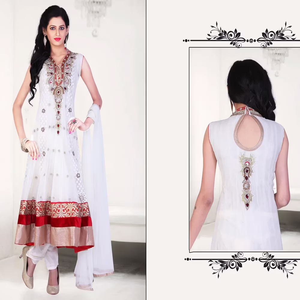 Pazaar Kaanchi Off-white Embroidered Anarkali Salwar Kameez