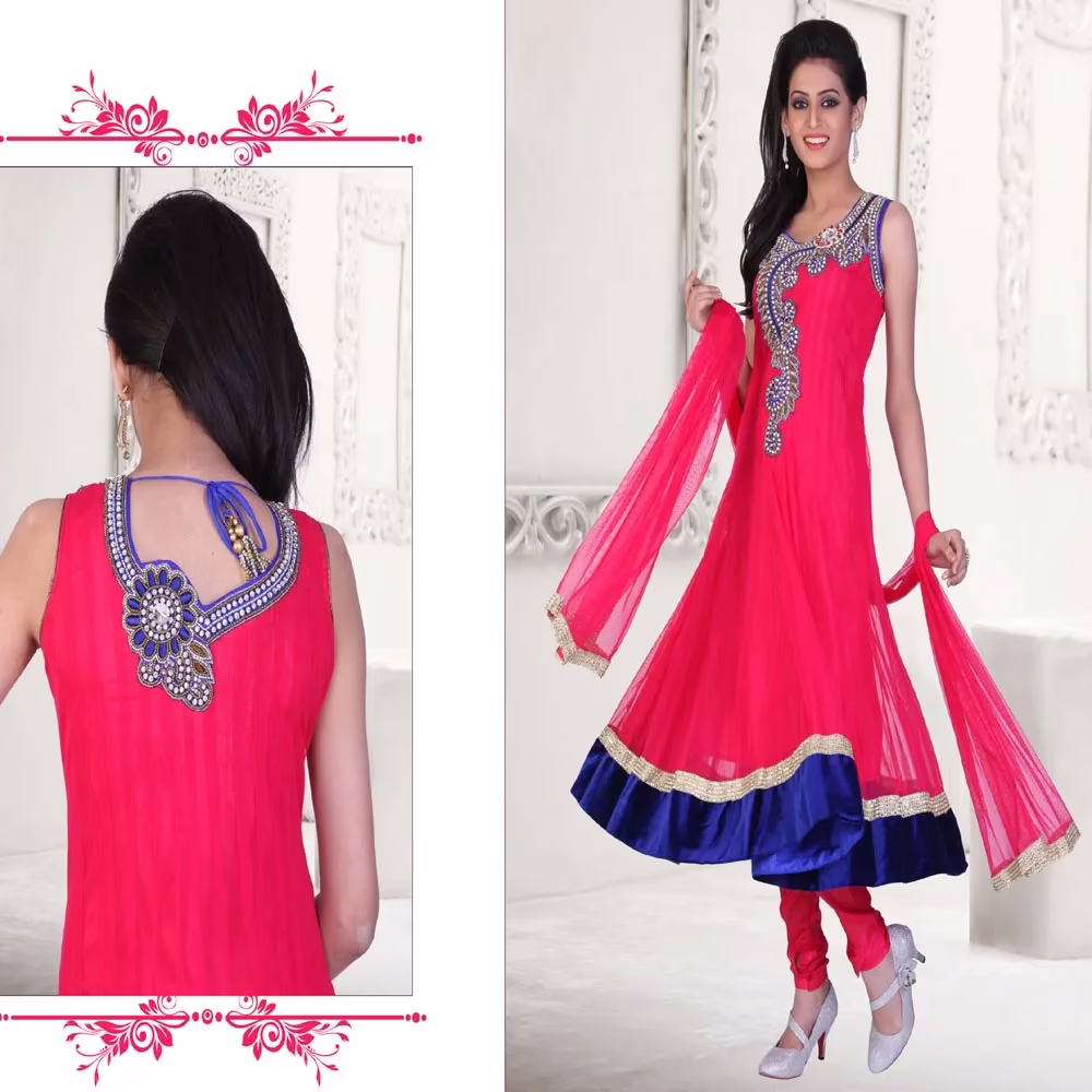 Pazaar Kaanchi Amaranth Pink Embroidered Anarkali Salwar Kameez