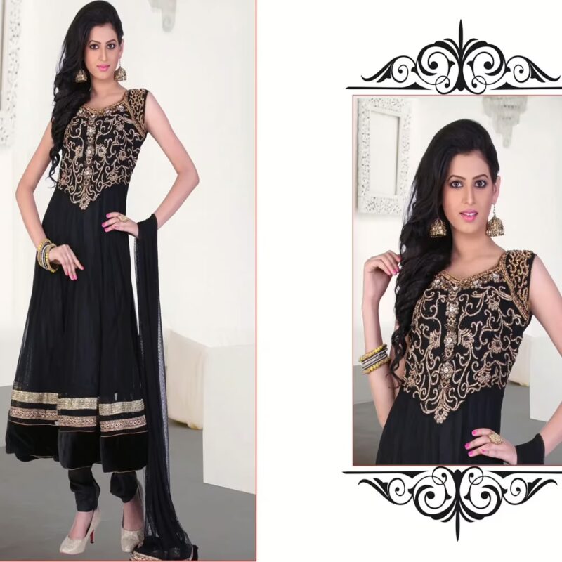 Pazaar Kaanchi Black Embroidered Anarkali Salwar Kameez