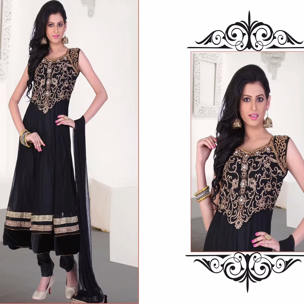 Pazaar Kaanchi Black Embroidered Anarkali Salwar Kameez