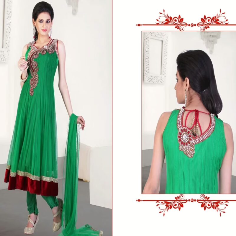 Pazaar Kaanchi Jade Green Embroidered Anarkali Salwar Kameez