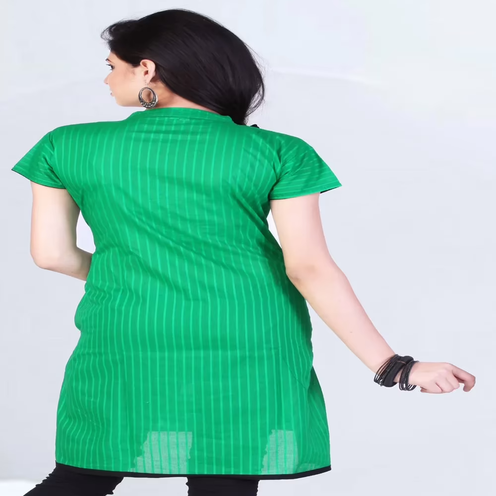 Pazaar Tulip Jade Green Embroidered Festival kurti - Image 2