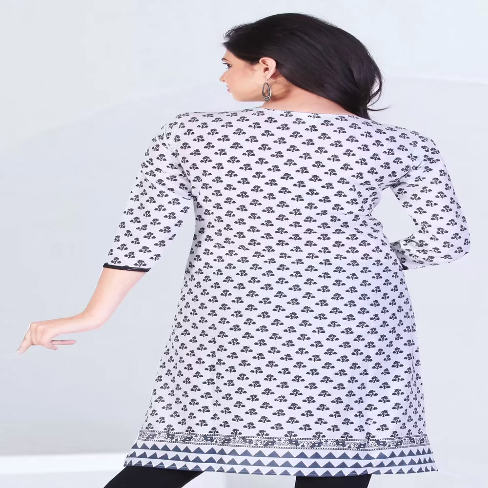 Pazaar Tulip Off-White & Black Printed kurti - Image 2