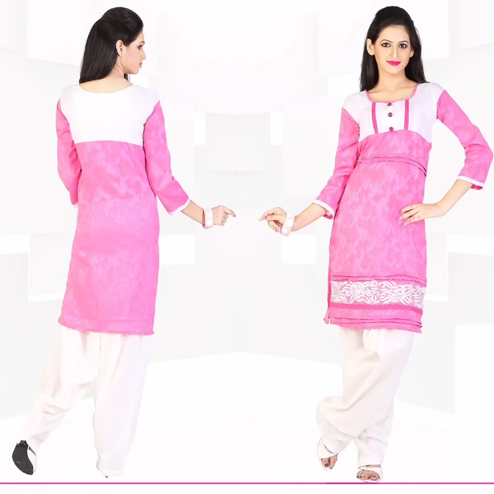 Pazaar Tulip Persian Pink Embroidered Party kurti