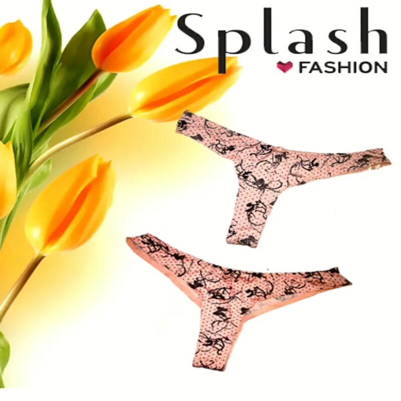 Peach Colour Soft Printed Thong