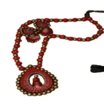 Peacock Terracotta Pendant Red Color Jewelry Set