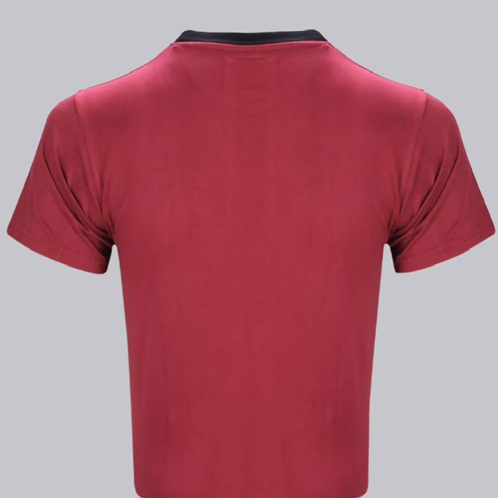 Rampwaq-Round Neck Printed Maroon Tee-Stripes - Image 2