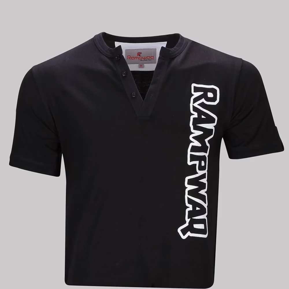 Rampwaq-Black V Neck T-Shirt - Single Jersey